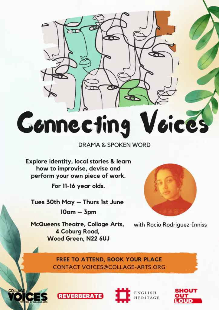 poster or flyer advertising event Half term event: Connecting Voices - Drama and Spoken Word